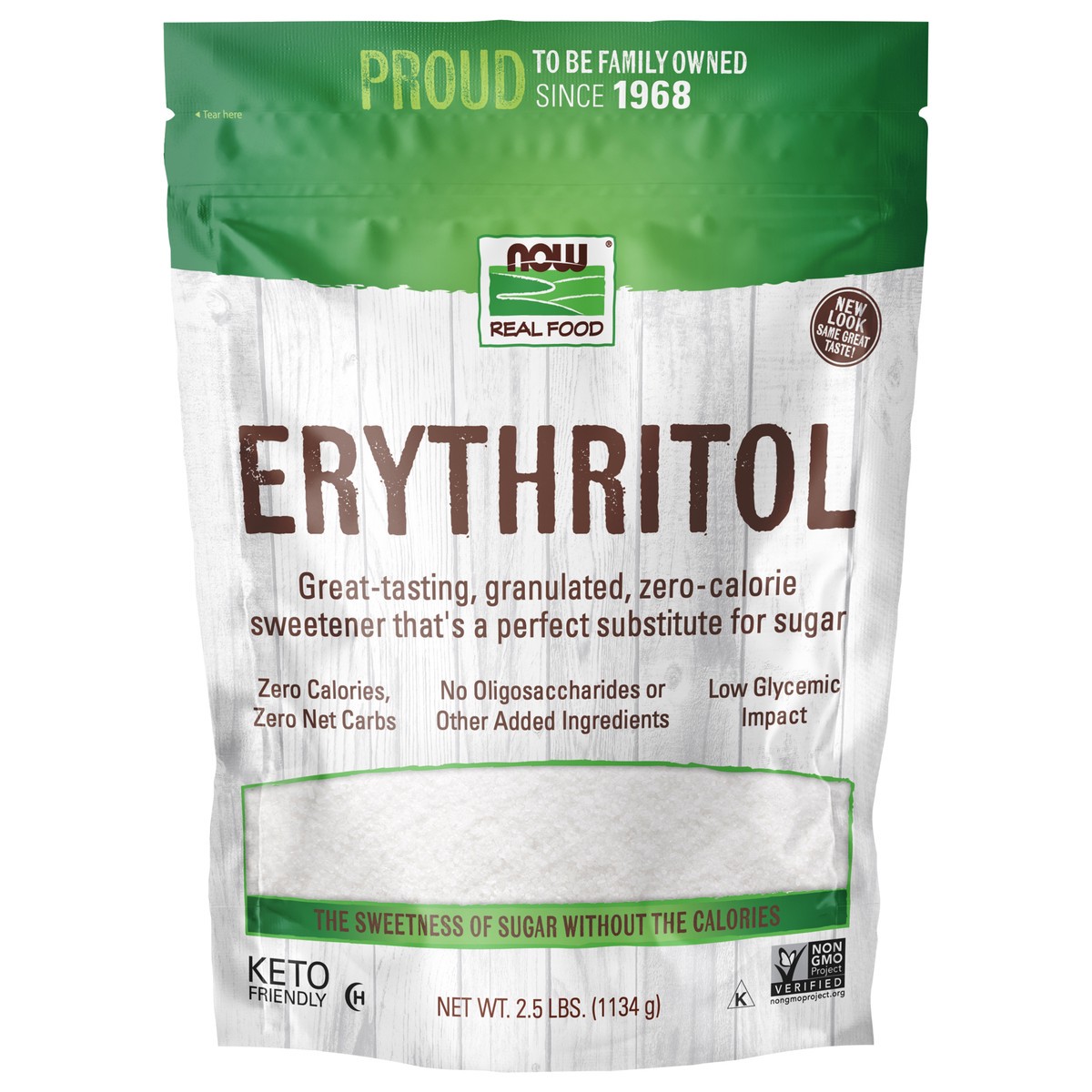 slide 1 of 3, NOW Real Food Erythritol - 2.5 lbs, 3 lb