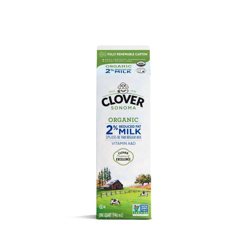 slide 1 of 4, Clover Milk 1 qt, 1 qt