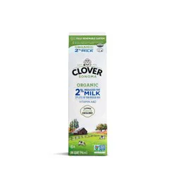 Clover Sonoma Pasture Raised 2% Reduced Fat Organic Milk 1 qt