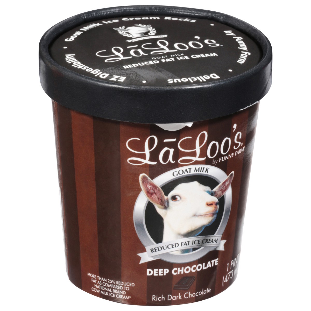 slide 2 of 9, LaLoo's Deep Chocolate Reduced Fat Goat Milk Ice Cream 1 pt, 1 pint