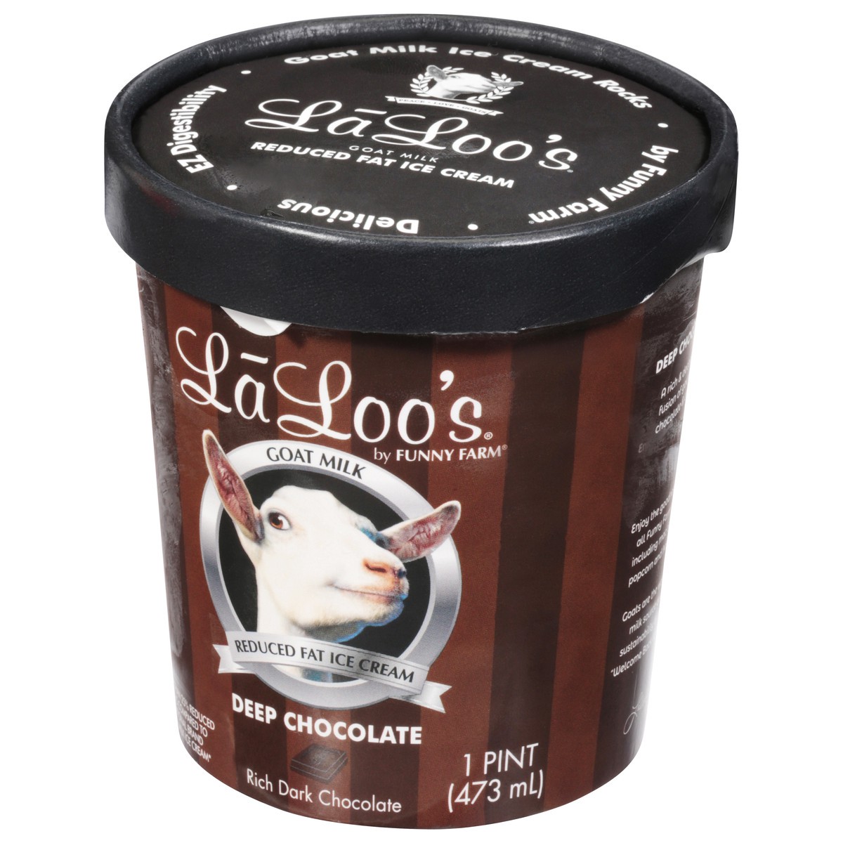 slide 3 of 9, LaLoo's Deep Chocolate Reduced Fat Goat Milk Ice Cream 1 pt, 1 pint