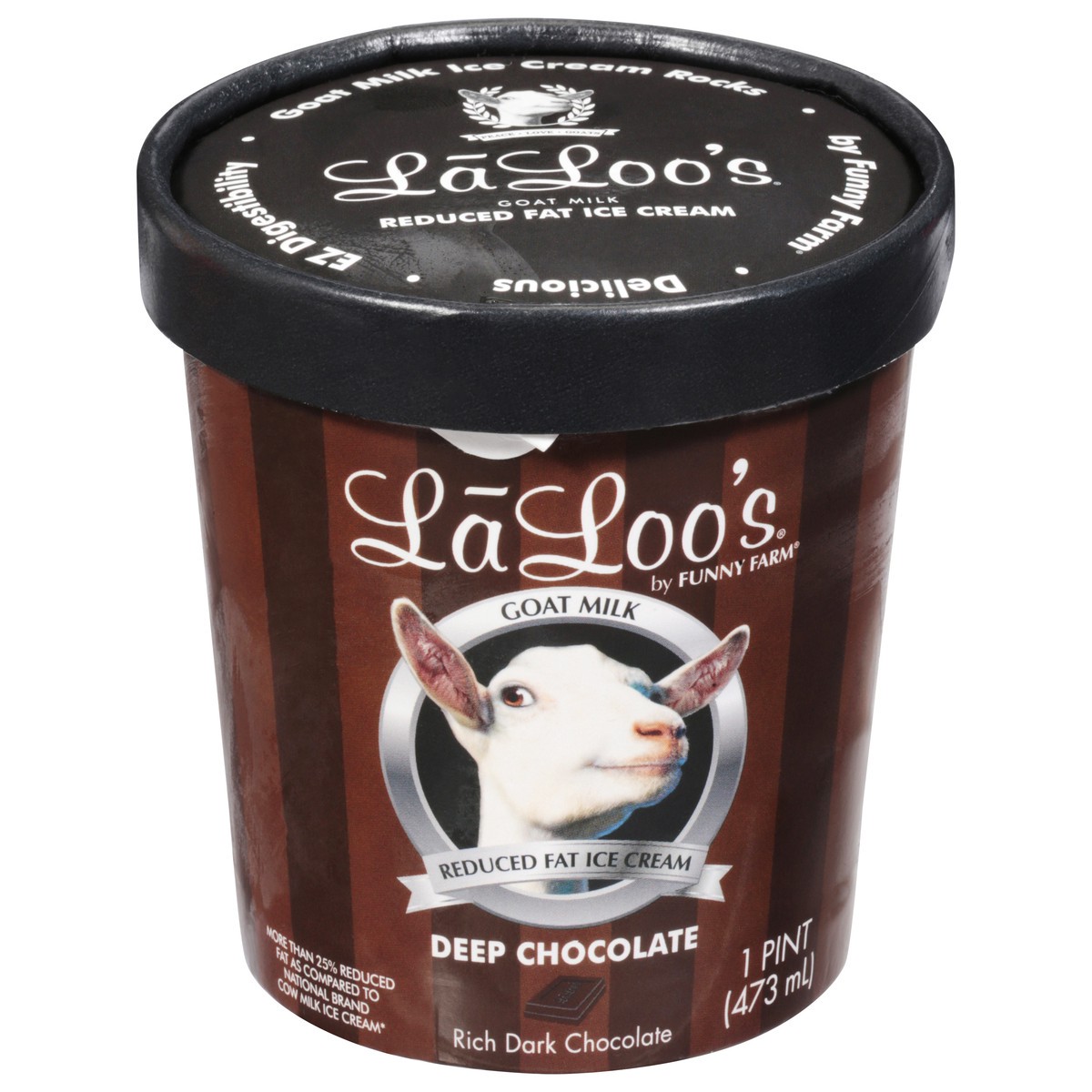 slide 1 of 9, LaLoo's Deep Chocolate Reduced Fat Goat Milk Ice Cream 1 pt, 1 pint