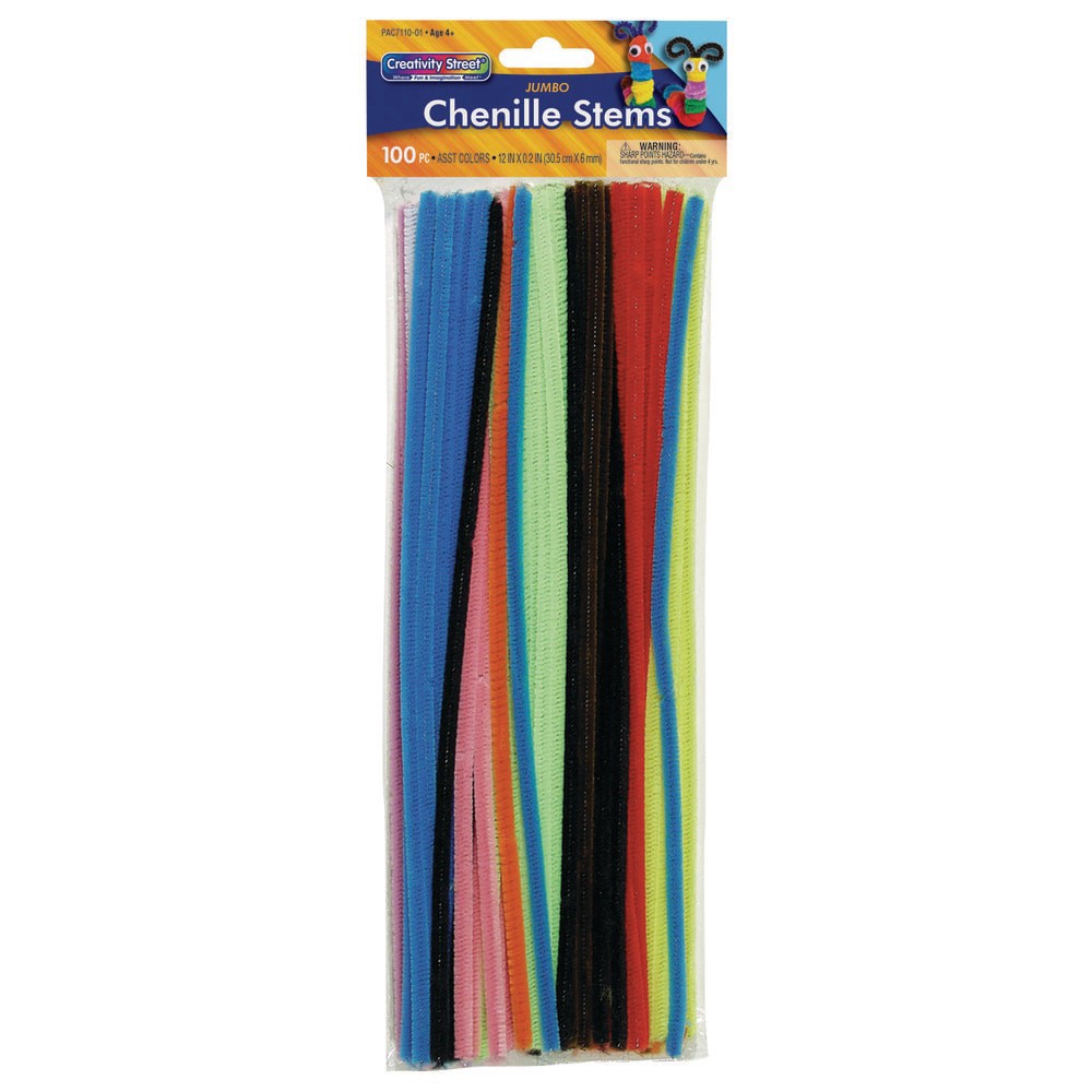 slide 2 of 2, Creativity Street Jumbo Stems, Hot Colors Assorted, 12" x 6 mm, 100 ct