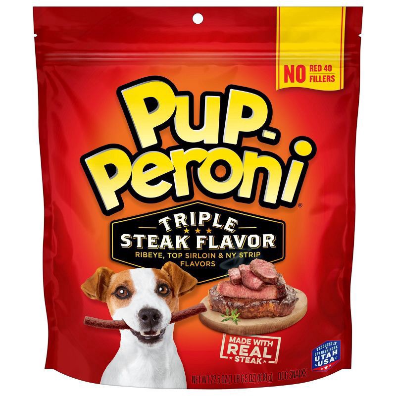 slide 1 of 6, Pup-Peroni Pup Peroni Soft and Chewy Beef Core Snack Triple Steak Dog Treat, 25 oz