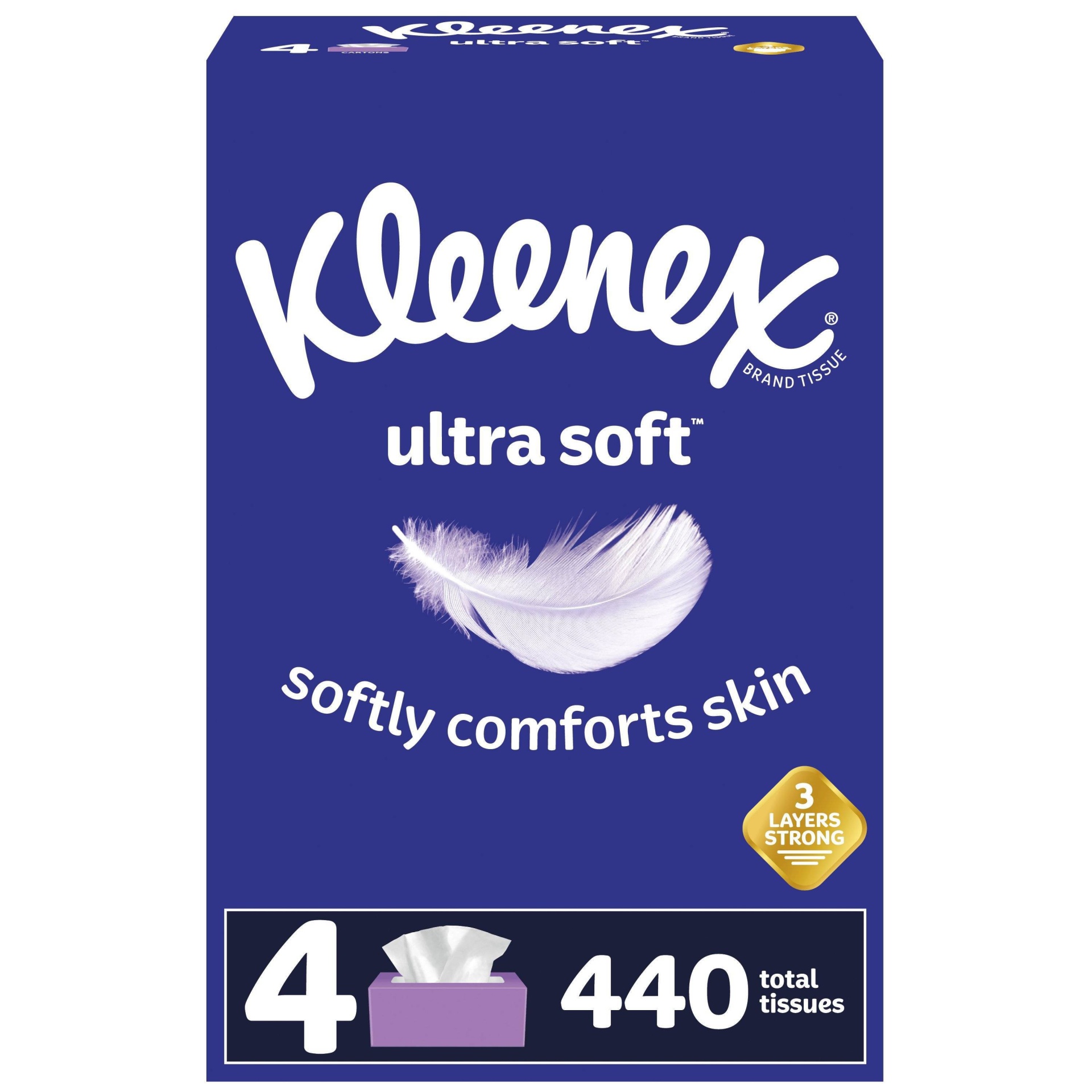 slide 1 of 3, Kleenex Ultra Soft Facial Tissue, 4 ct
