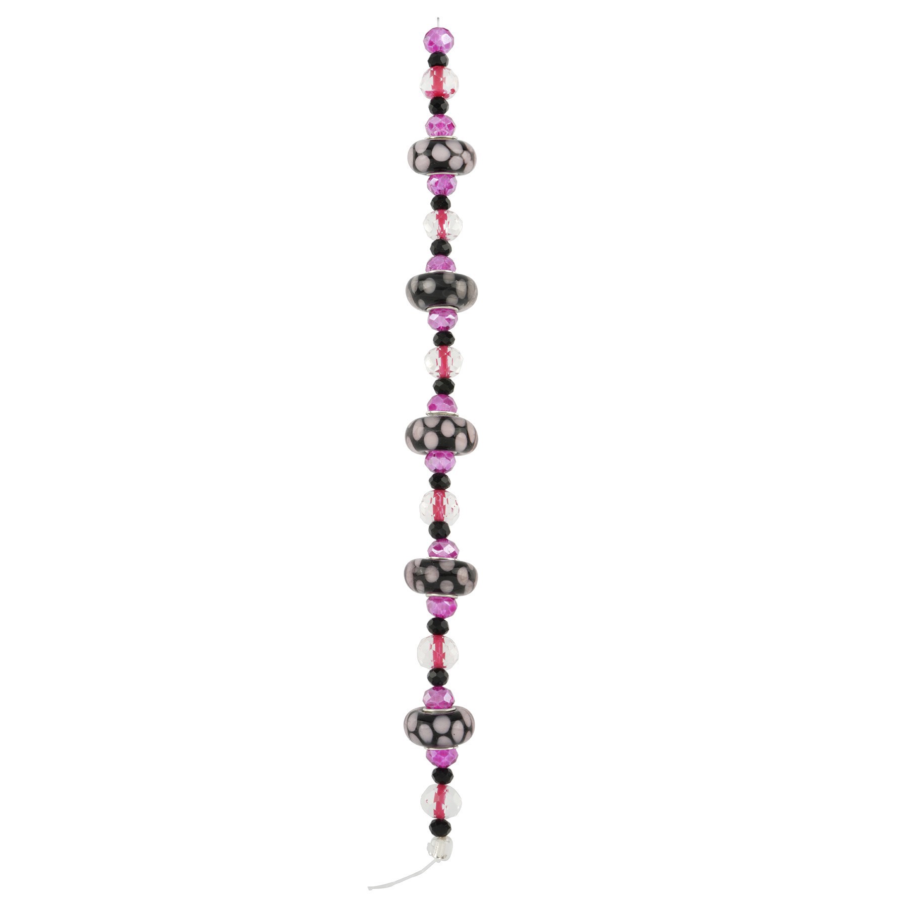 slide 3 of 3, Fuchsia Lampwork Glass Dot Rondelle Beads By Bead Landing, 13mm-15mm
