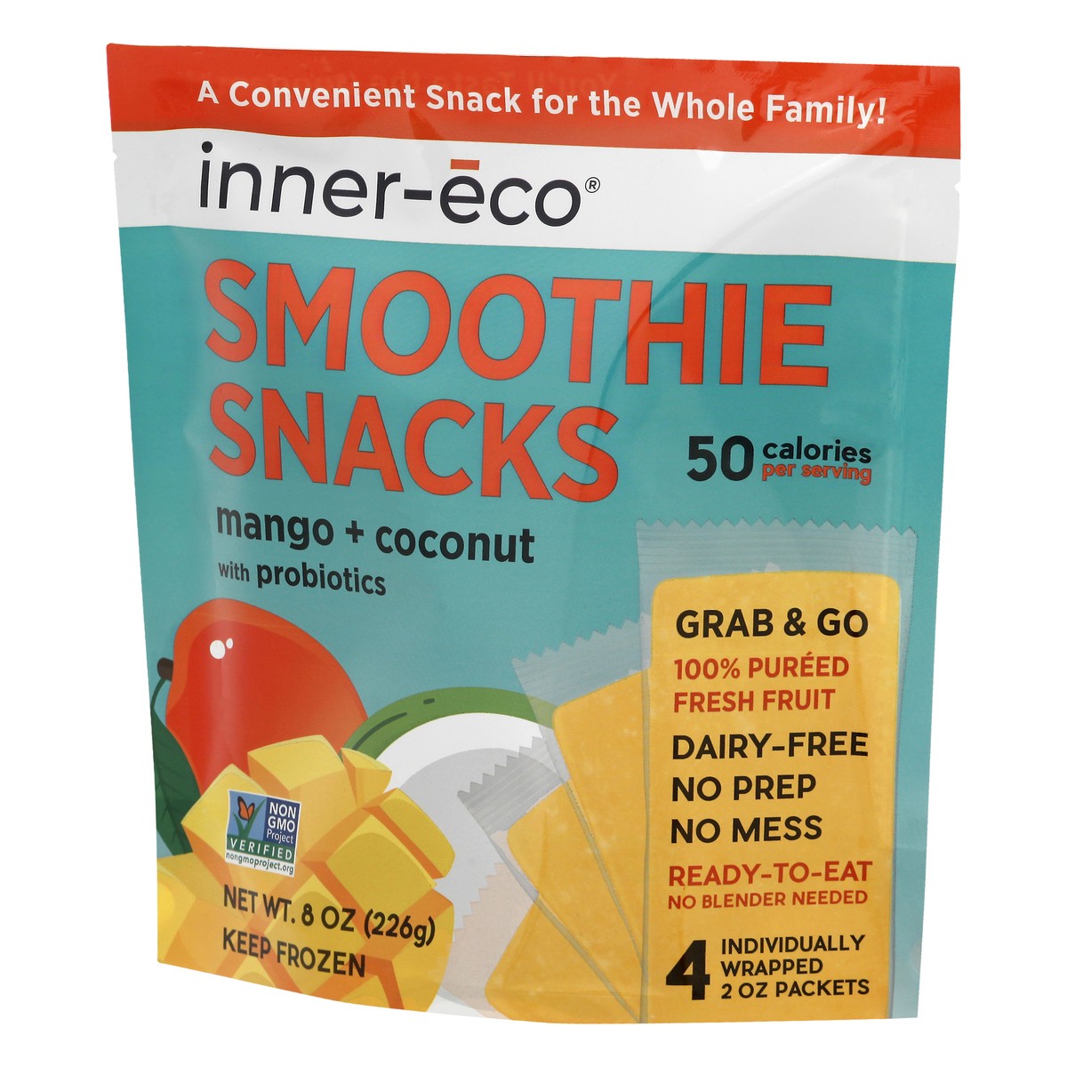 slide 12 of 13, Inner Eco Packets Mango + Coconut Smoothie Snacks 4 ea, 4 ct