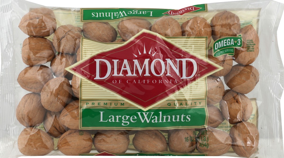 slide 2 of 6, Diamond Nuts Diamond Large Walnuts, 16 oz