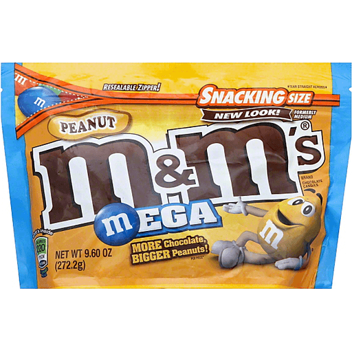 M&M's, Mega Peanut Chocolate Candy Sharing Size, 9.6 Oz.