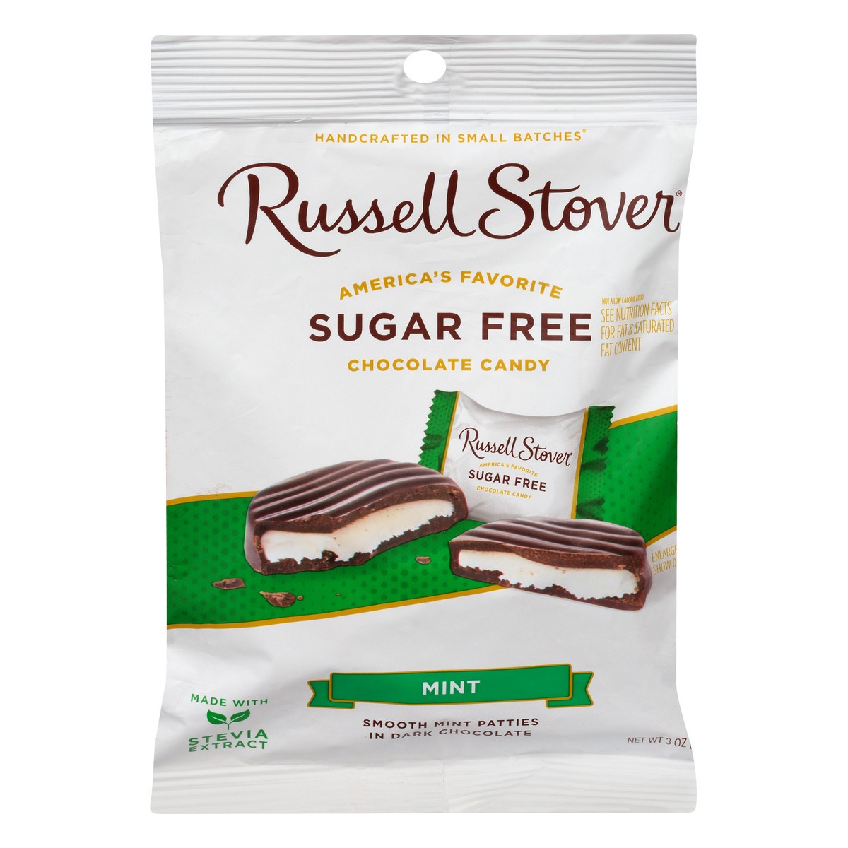 slide 1 of 3, Russell Stover Sugar-Free Mint Patties Bag, 3 oz