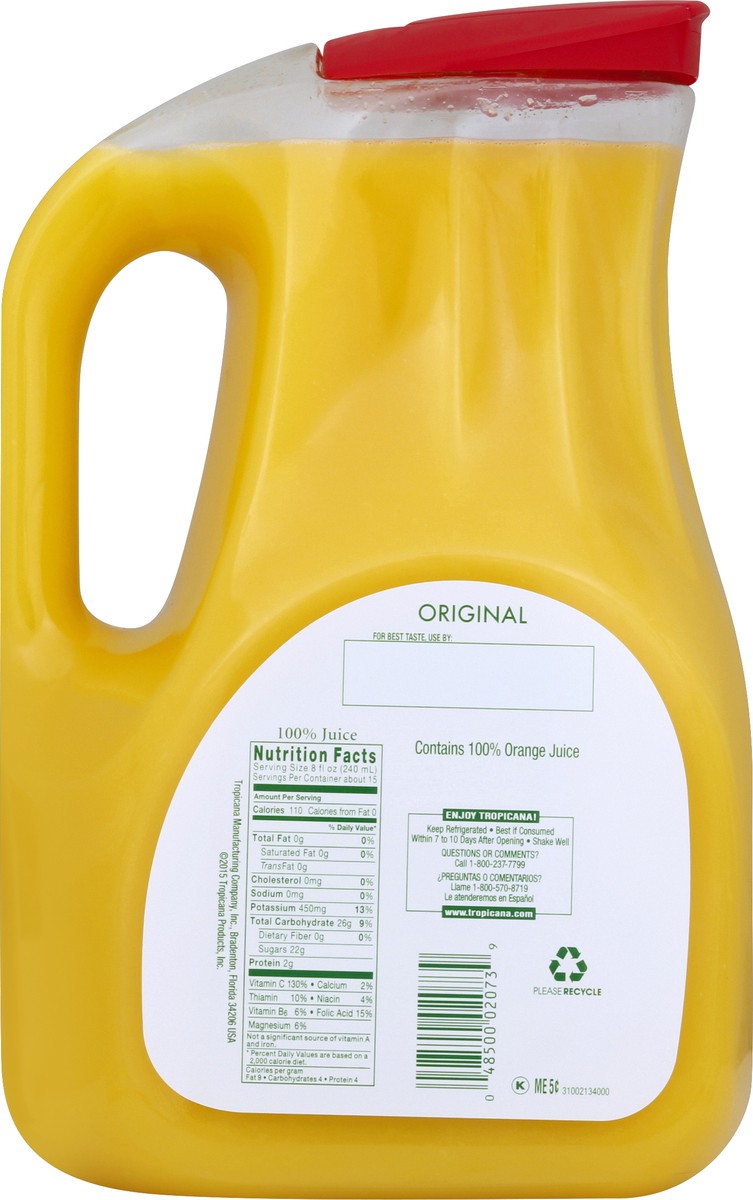 slide 6 of 6, Tropicana Pure Orange Juice Original No Pulp 118 Fluid Ounce Plastic Jug - 118 oz, 118 oz