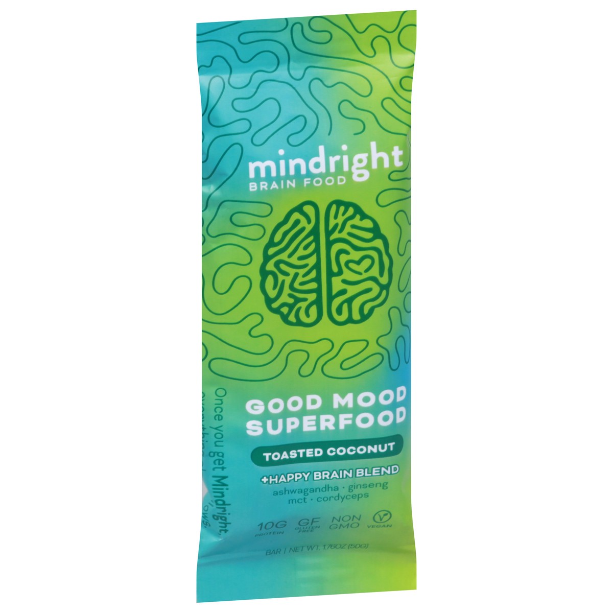 slide 3 of 9, Mindright Nootropic-infused Toasted Coconut Protein Bar, 1.76 oz