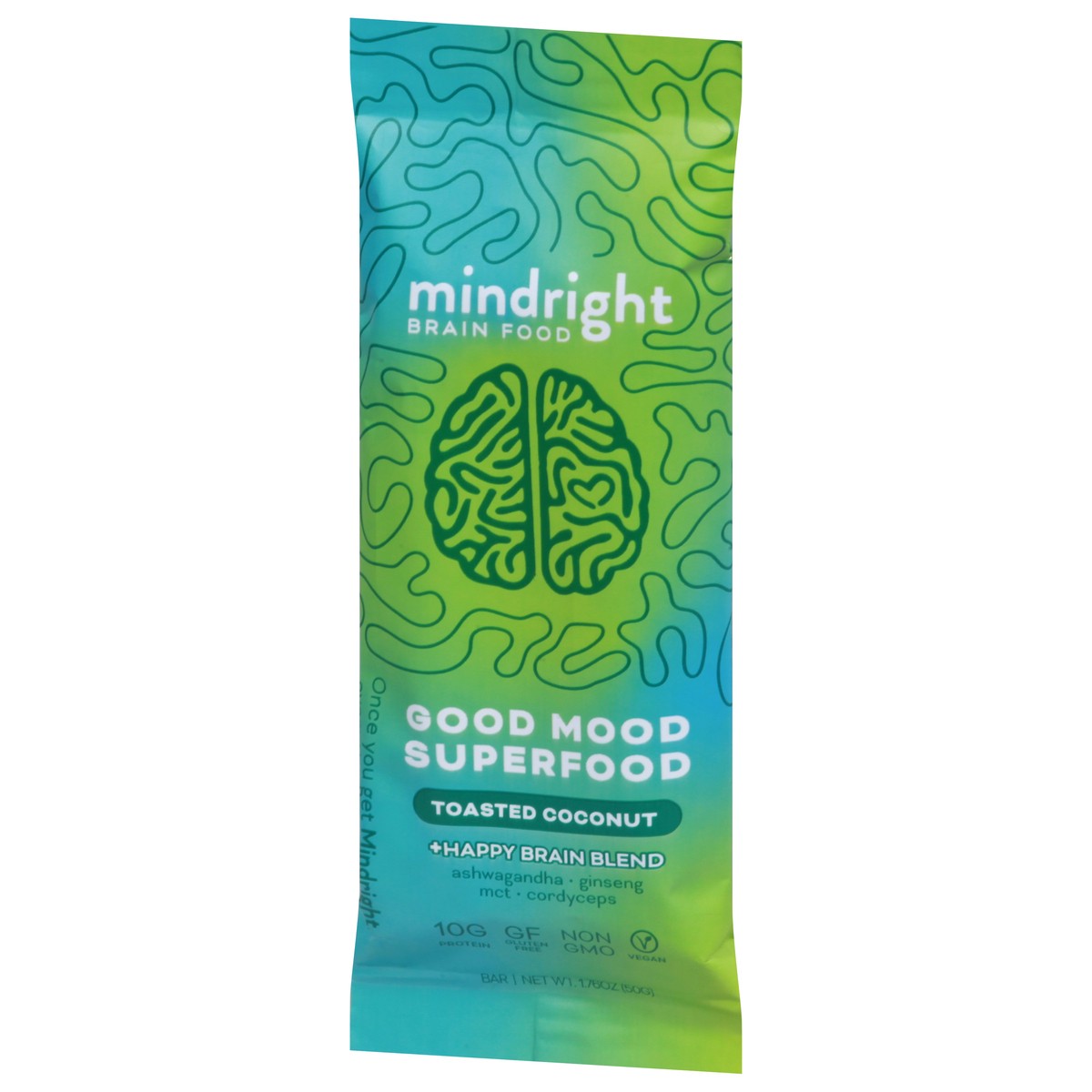 slide 4 of 9, Mindright Nootropic-infused Toasted Coconut Protein Bar, 1.76 oz