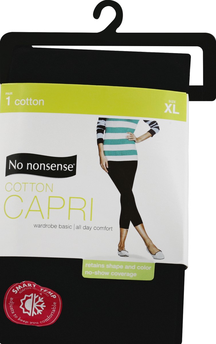 slide 2 of 2, No Nonsense Black Cotton Capri Leggings Xl, 1 pair