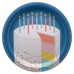 American Greetings 10-Count 9" Birthday Paper Plates, Colorful Cake