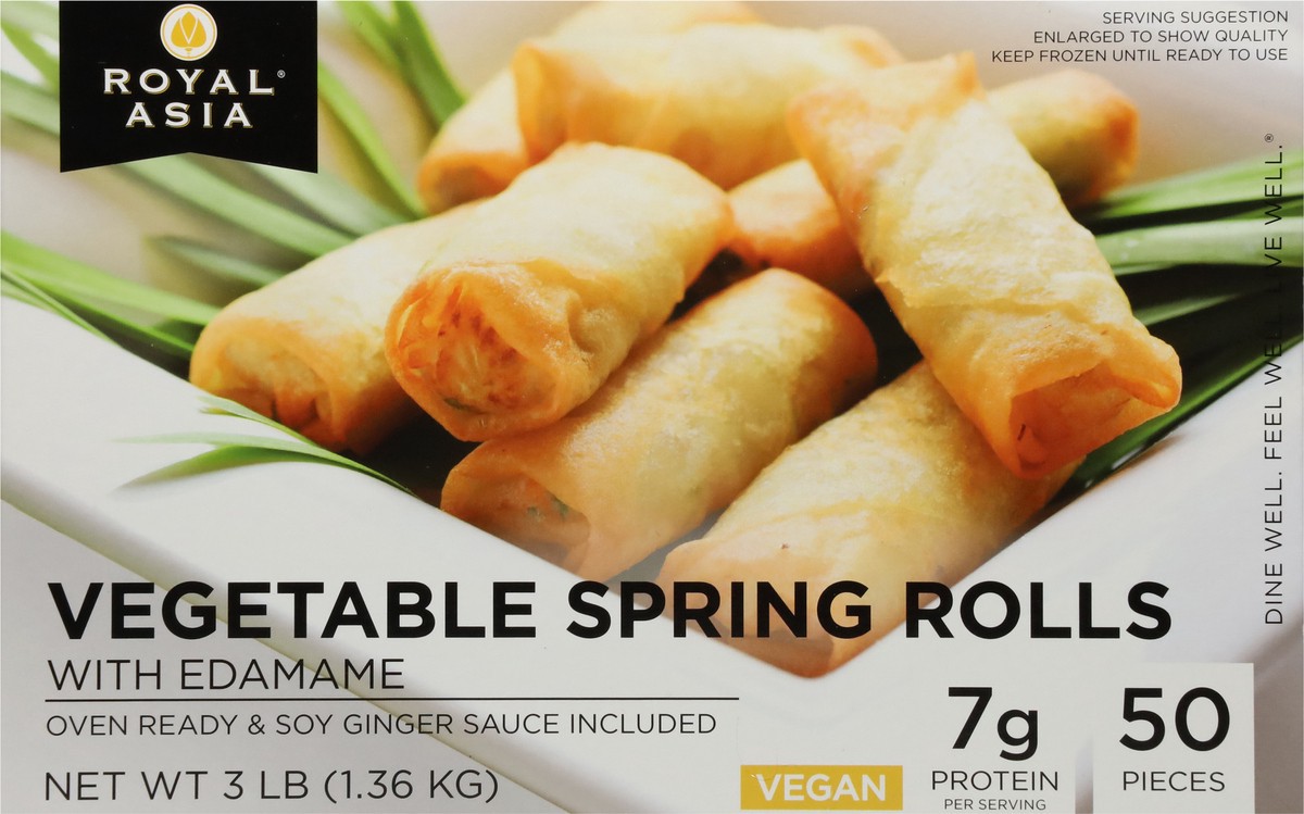 slide 6 of 9, Royal Asia Vegetable Spring Rolls with Edamame, 50 ct, 48 oz