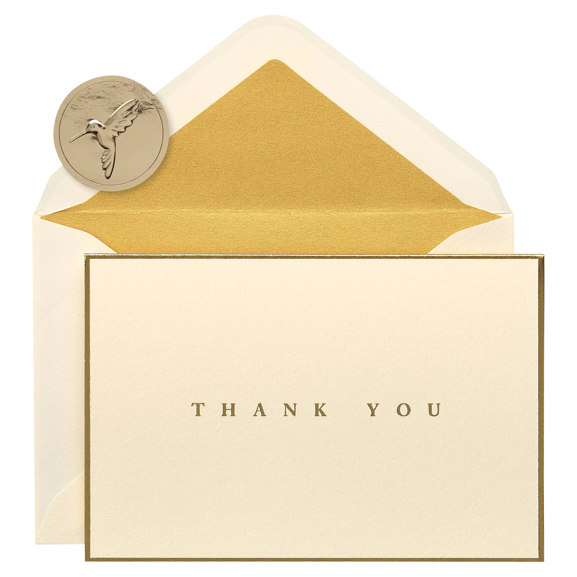 slide 1 of 1, Papyrus Thank You Cards with Envelopes, Gold Border (16-Count), 16 ct