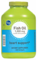 slide 1 of 1, Kroger Fish Oil 1000 Mg With 300 Mg Of Omega-3 Heart Support Softgels, 400 ct