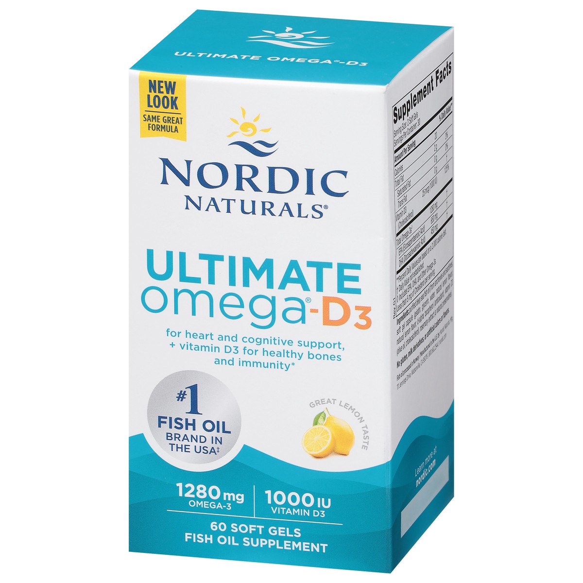 slide 2 of 9, Nordic Naturals Lemon Ultimate Omega D3 60 Soft Gels, 60 ct