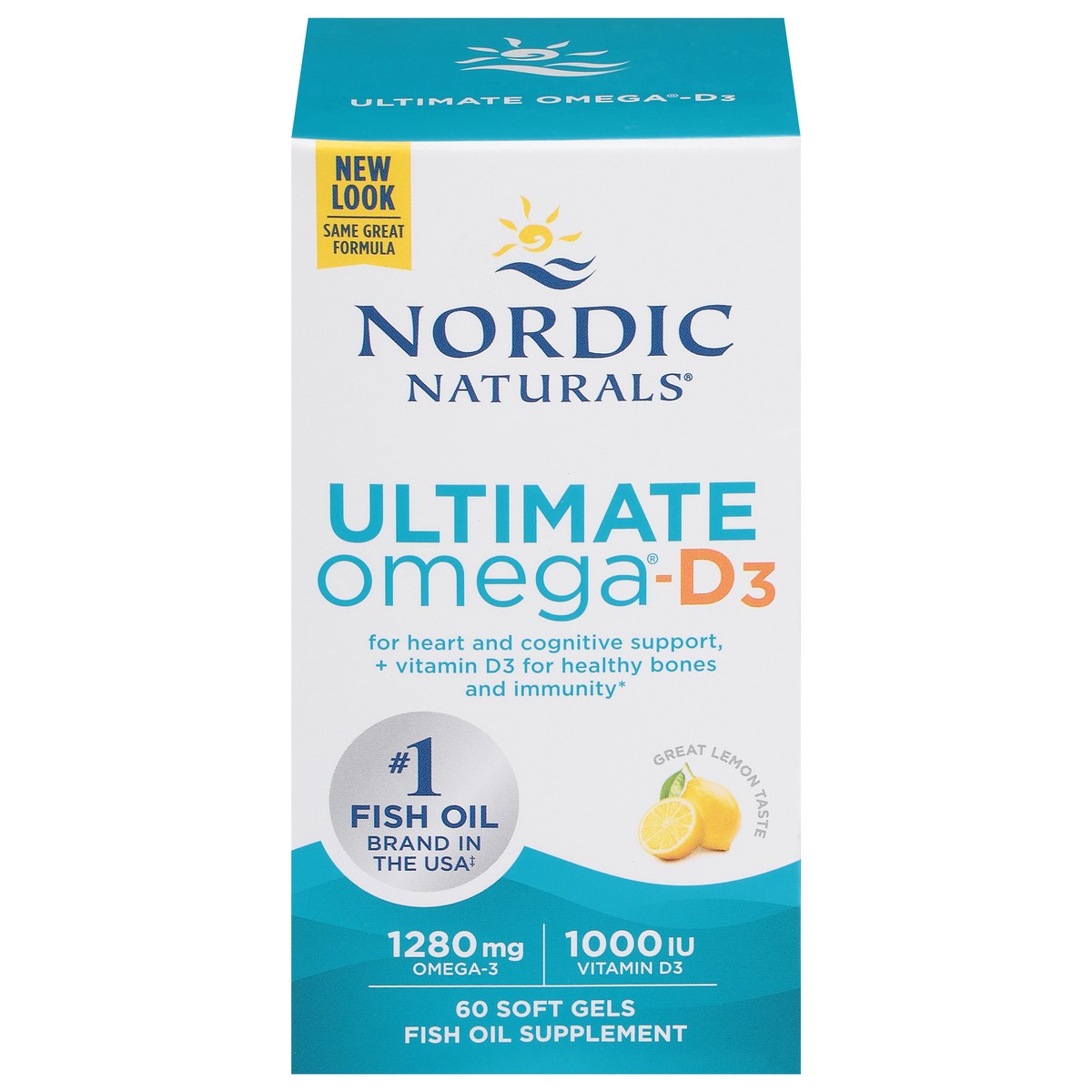 slide 1 of 9, Nordic Naturals Lemon Ultimate Omega D3 60 Soft Gels, 60 ct