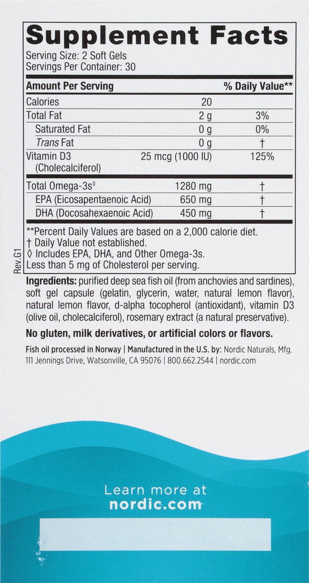 slide 6 of 9, Nordic Naturals Lemon Ultimate Omega D3 60 Soft Gels, 60 ct