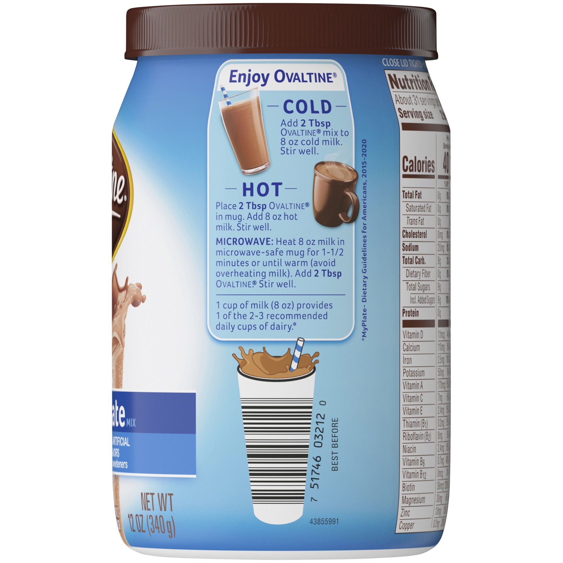 slide 4 of 7, Ovaltine Rich Chocolate Drink Mix, 12 oz