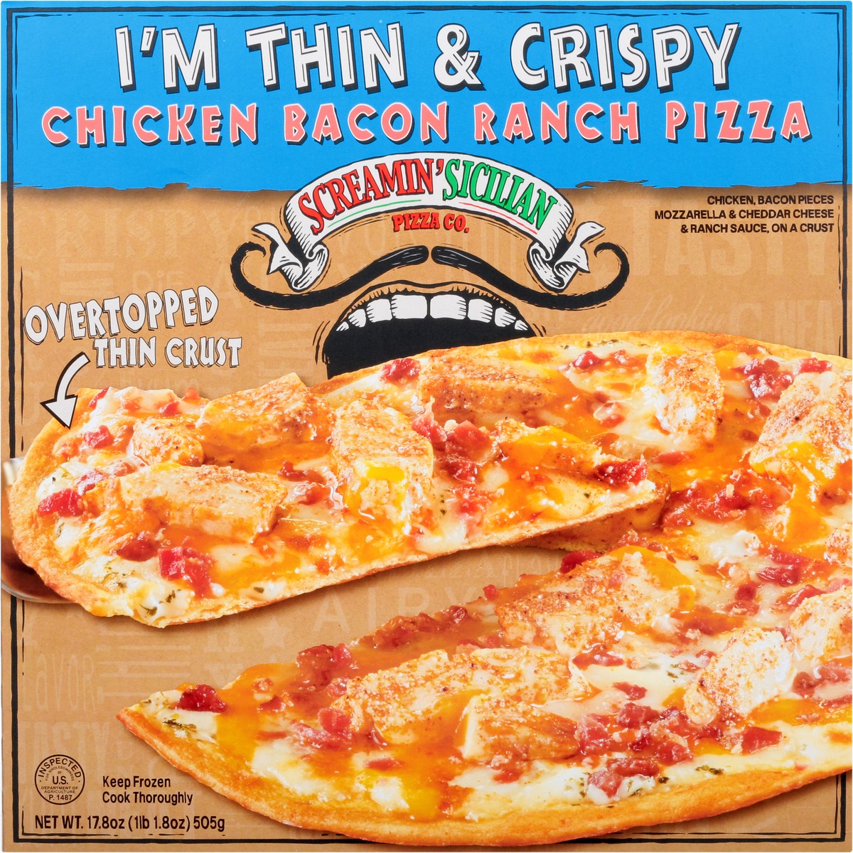 slide 1 of 11, Screamin' Sicilian I'm Thin & Crispy Chicken Bacon Ranch Pizza 17.8 oz, 17.8 oz