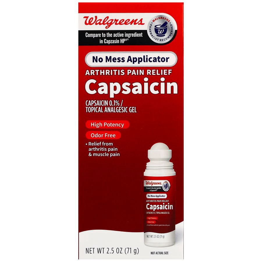 slide 1 of 5, Walgreens Arthritis Pain Relief Capsaicin 0.1% Topical Analgesic Gel, 2.5 oz