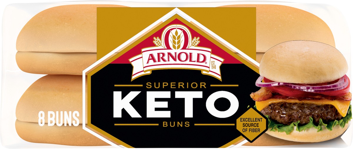 slide 2 of 7, Arnold Superior Keto Plain Pre-sliced Hamburger Buns, 8 count, 12 oz, 8 ct