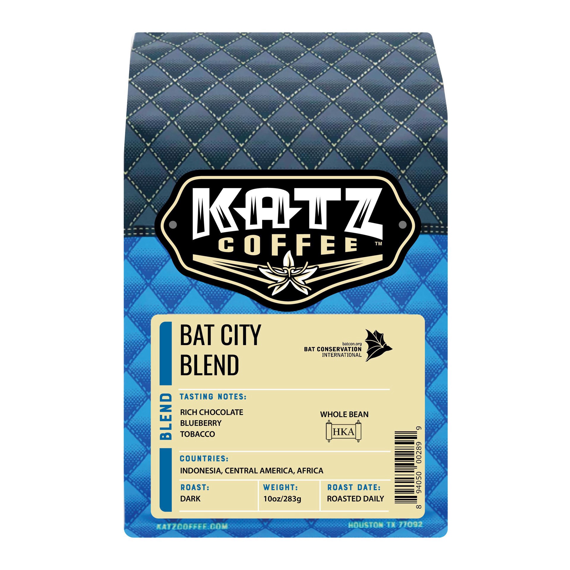 slide 1 of 1, Katz Coffee Organic Dark Roast Austin Bat City Whole Bean Coffee, 1 ct
