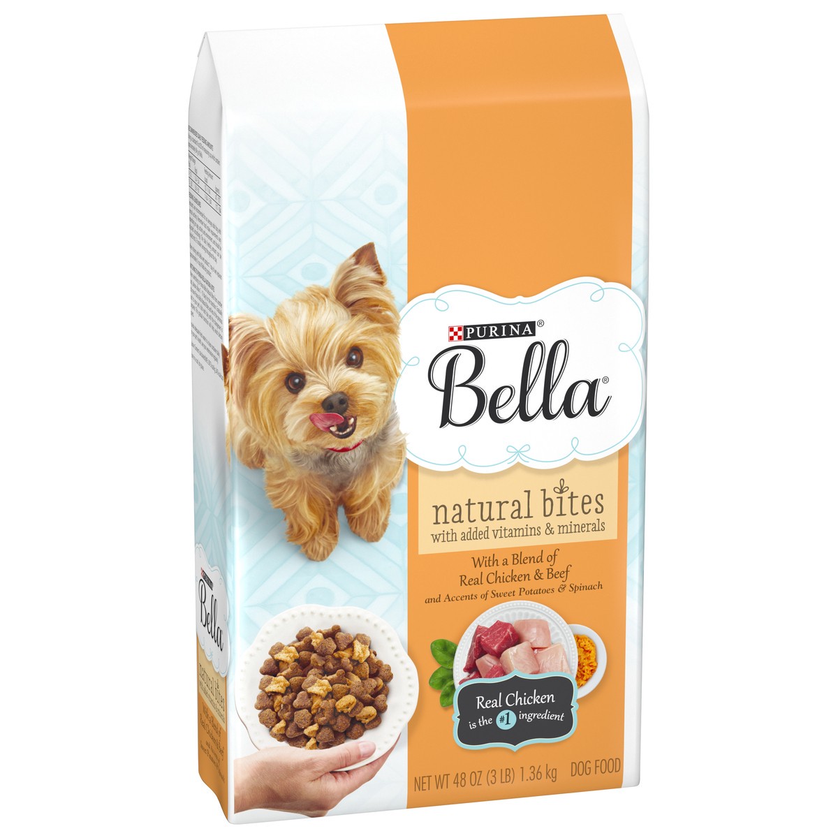 slide 11 of 12, Bella Purina Bella Natural Small Breed Dry Dog Food, Natural Bites With Real Chicken & Beef, 3 lb