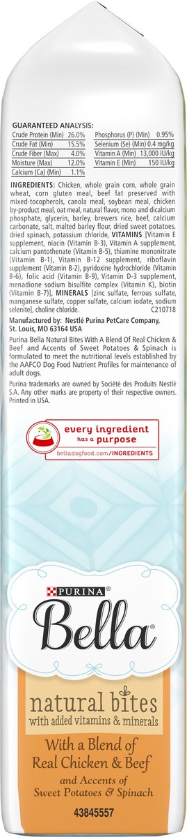 slide 8 of 12, Bella Purina Bella Natural Small Breed Dry Dog Food, Natural Bites With Real Chicken & Beef, 3 lb