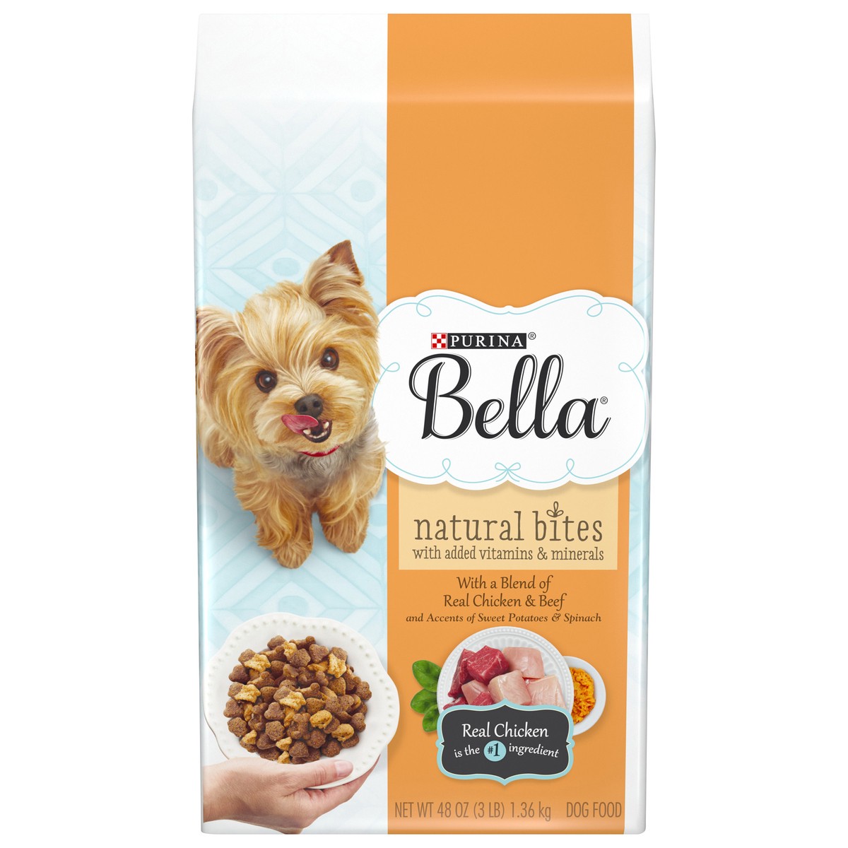 slide 5 of 12, Bella Purina Bella Natural Small Breed Dry Dog Food, Natural Bites With Real Chicken & Beef, 3 lb