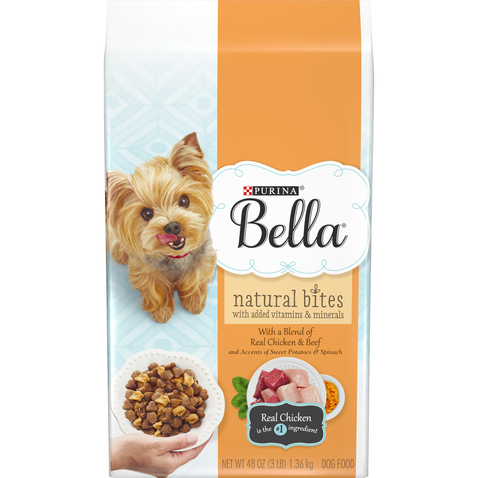 slide 1 of 12, Bella Purina Bella Natural Small Breed Dry Dog Food, Natural Bites With Real Chicken & Beef, 3 lb