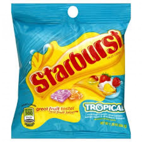 slide 1 of 1, Starburst Tropical Fruit Chews, 7.2 oz