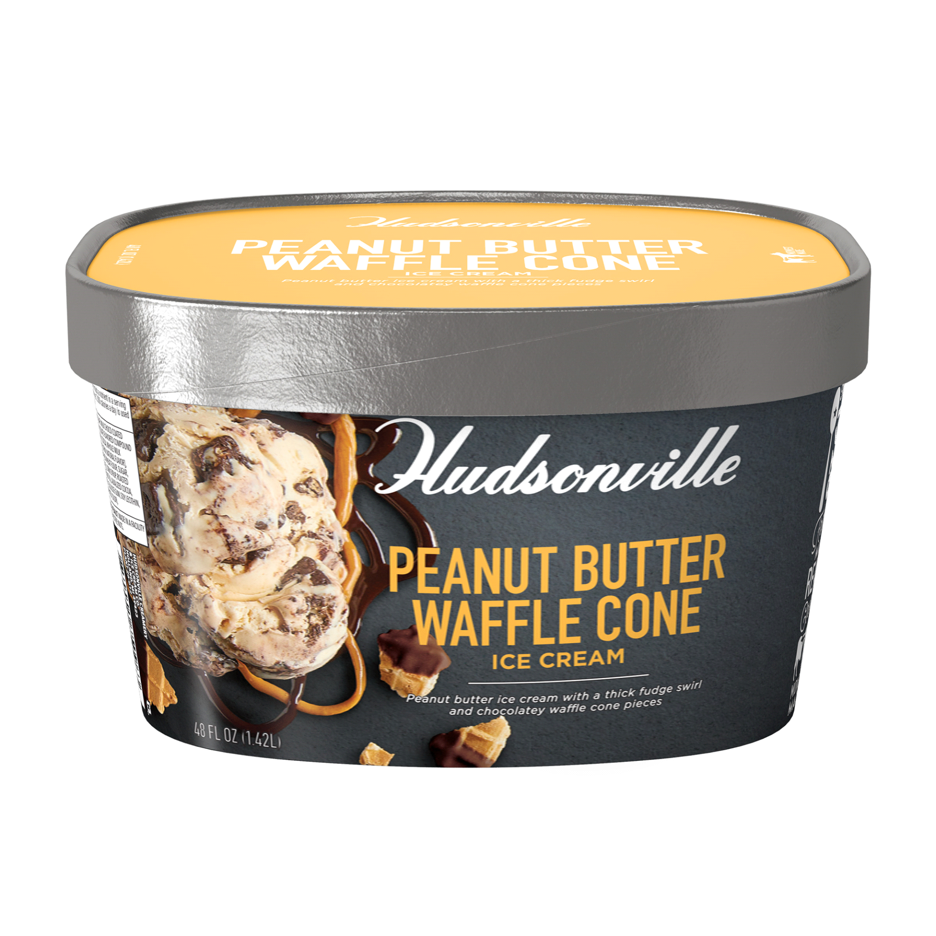 slide 1 of 13, Hudsonville Peanut Butter Waffle Cone Ice Cream 48 fl oz, 48 fl oz