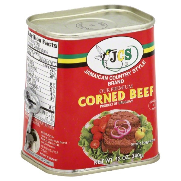 slide 1 of 1, JCS Jamaican Country Style Corned Beef, 12 oz