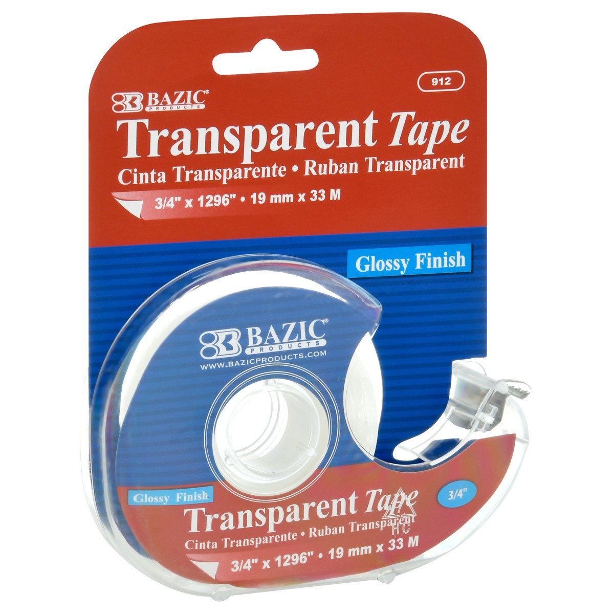 slide 4 of 9, Bazic Transparent Glossy Finish Tape 1 ea, 1 ea