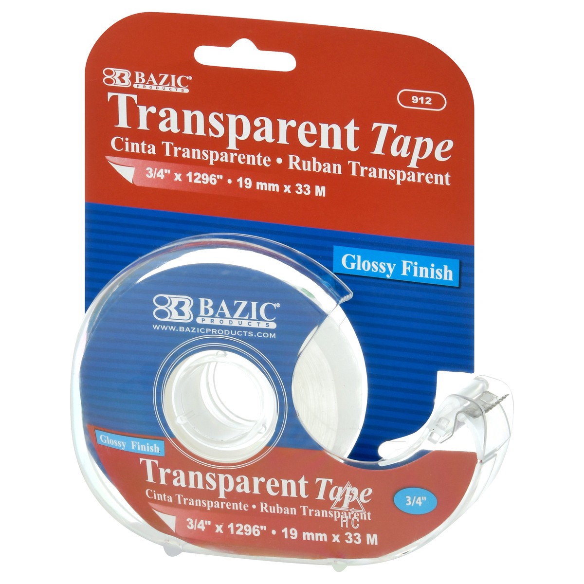 slide 2 of 9, Bazic Transparent Glossy Finish Tape 1 ea, 1 ea
