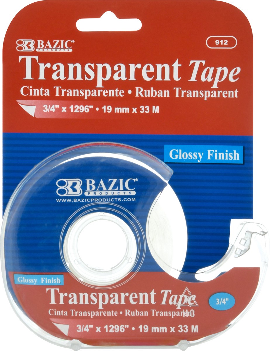 slide 8 of 9, Bazic Transparent Glossy Finish Tape 1 ea, 1 ea