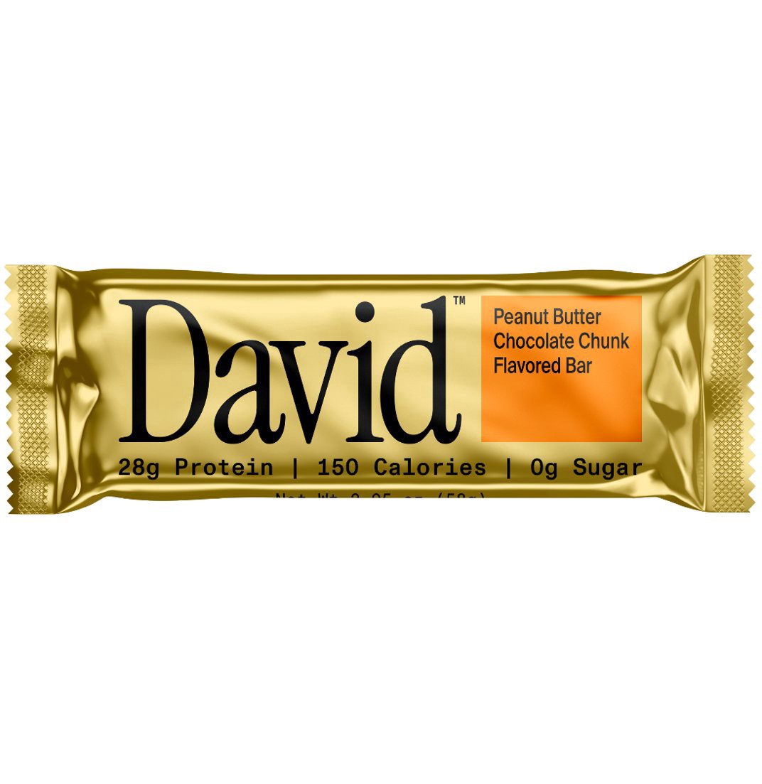 slide 1 of 1, DAVID Peanut Butter Chocolate Chunk Flavored Bar 2.19 oz, 2.05 oz