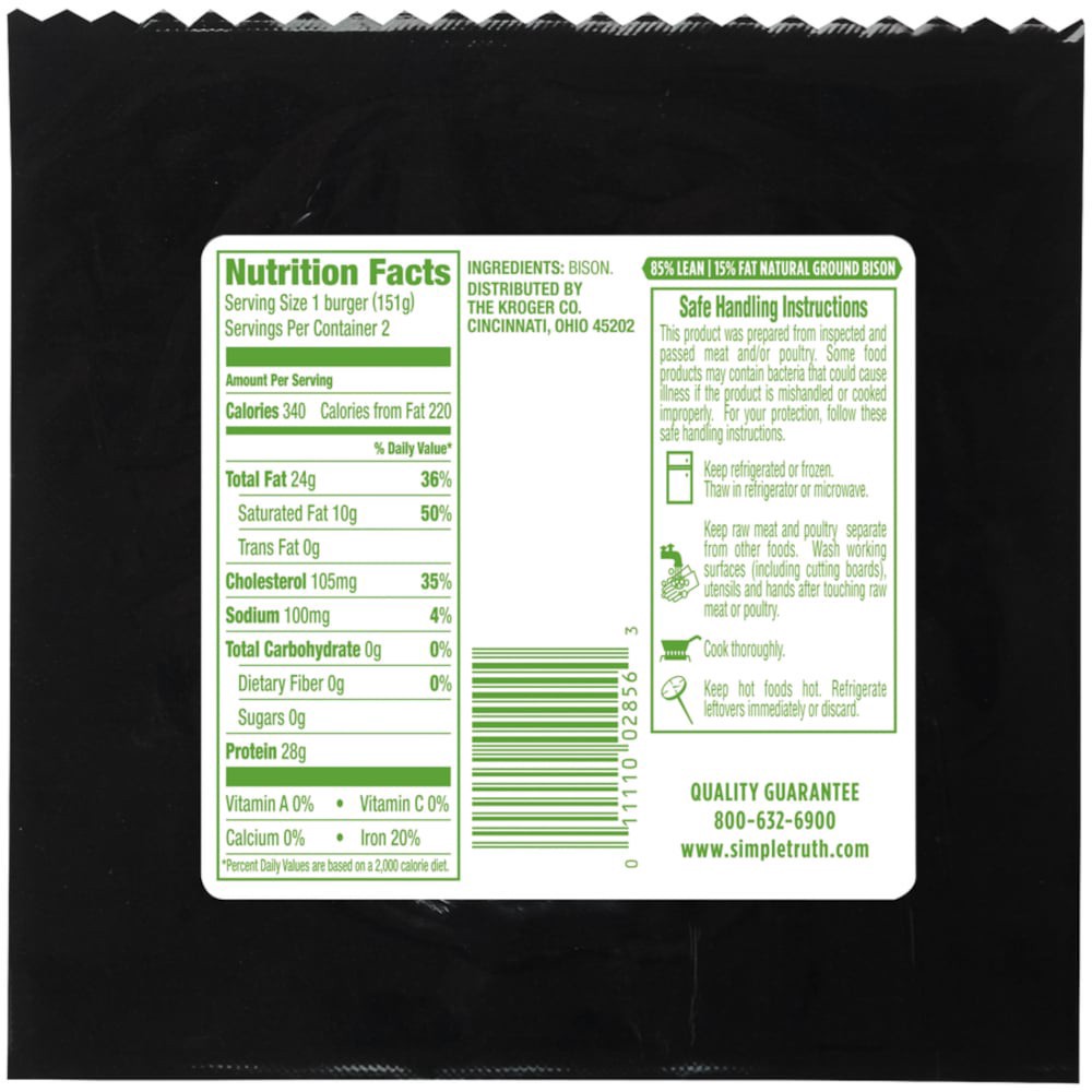 slide 2 of 2, Simple Truth Natural Ground Bison Patties 85% Lean, 10.66 oz