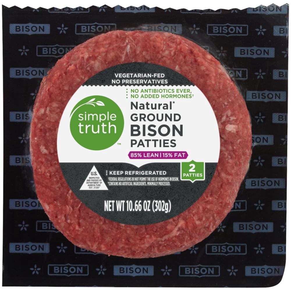 slide 1 of 2, Simple Truth Natural Ground Bison Patties 85% Lean, 10.66 oz