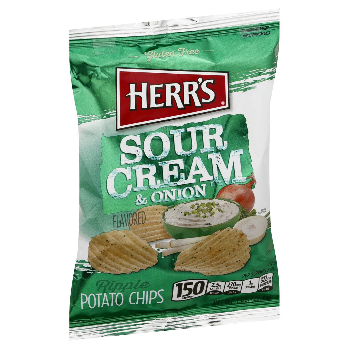 slide 10 of 10, Herr's Ripple Sour Cream & Onion Flavored Potato Chips 1 oz, 1 oz