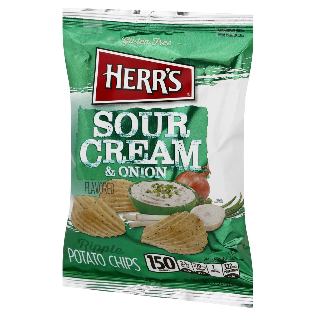 slide 2 of 10, Herr's Ripple Sour Cream & Onion Flavored Potato Chips 1 oz, 1 oz