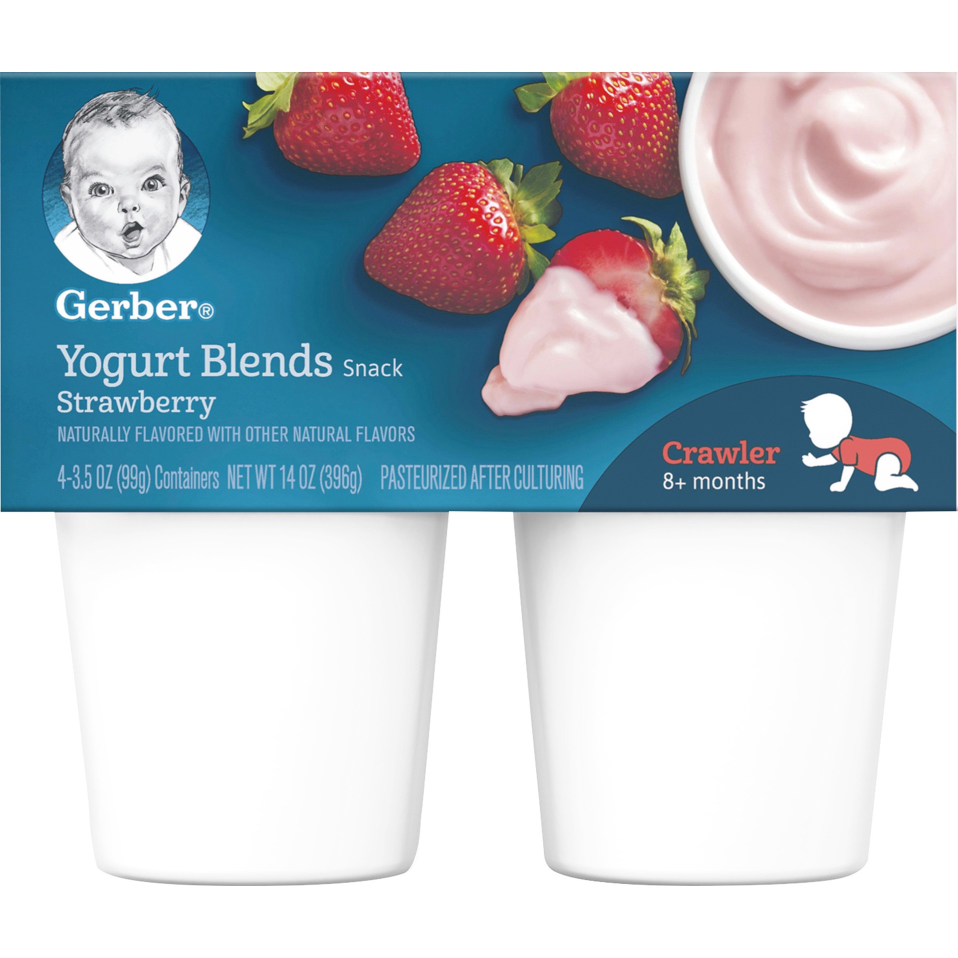 slide 1 of 5, Gerber (Pack of 4) Gerber Yogurt Blends Snack Strawberry Yogurt, 3.5 oz Cups, 4 ct; 3.5 oz