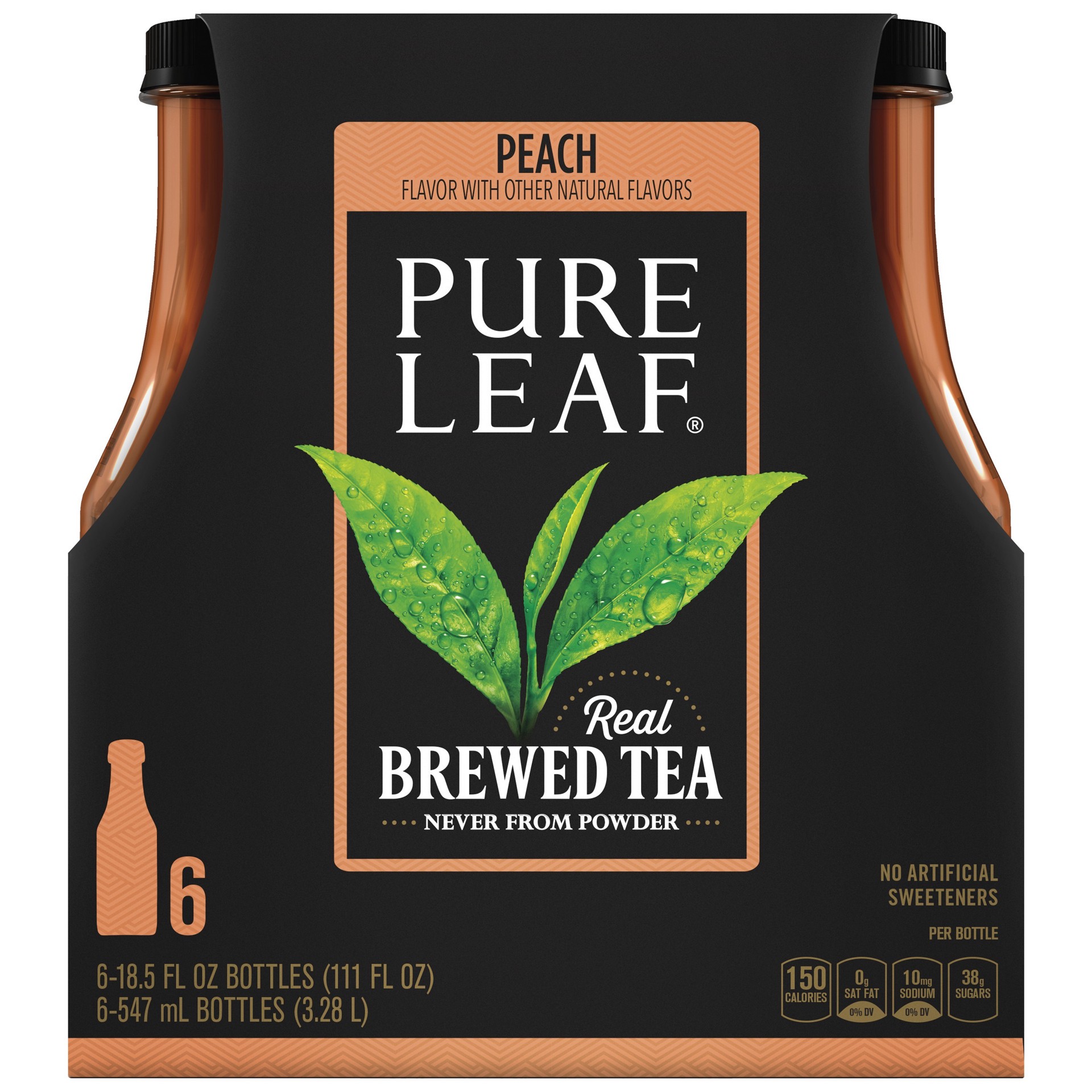 slide 1 of 1, Pure Leaf Iced Tea Peach, 6 ct; 18.5 fl oz