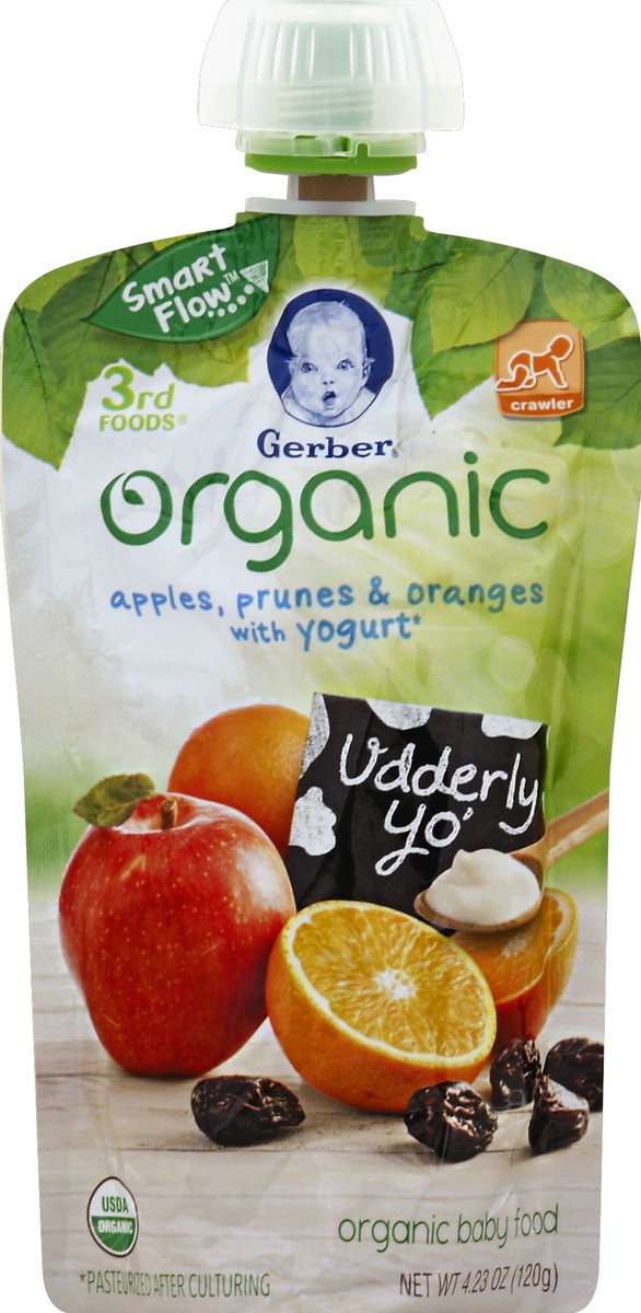 slide 2 of 2, Gerber Organic 3rd Foods Baby Food, Apples, Prunes & Oranges with Yogurt, 4.23 oz