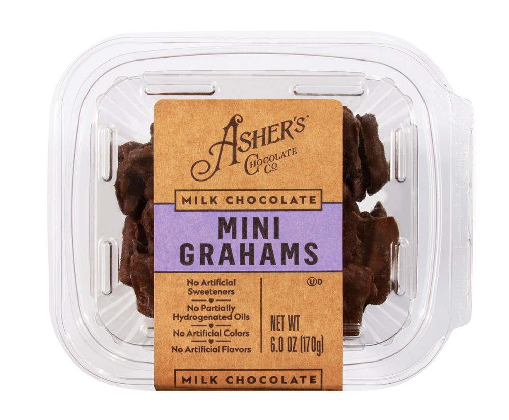 slide 1 of 1, Asher's Milk Chcolt Mini Grahams, 6 oz