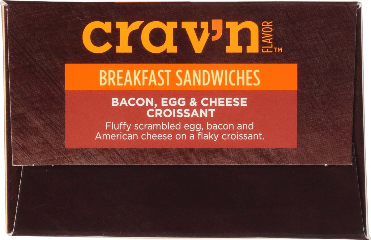 slide 4 of 18, Crav'n Flavor Bacon, Egg & Cheese Croissant Breakfast Sandwiches Single Pack 2 ea, 7.2 oz